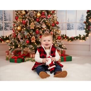 Carter's Vest Baby Size 12 Months Full Zip Black Red Plaid Outerwear Vest